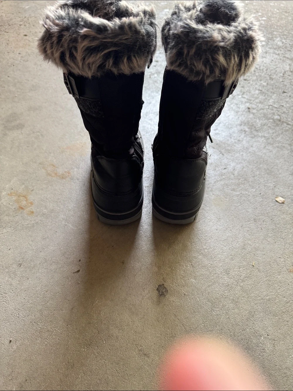 Black Faux Fur Trim Winter Youth Girl Snow Boots